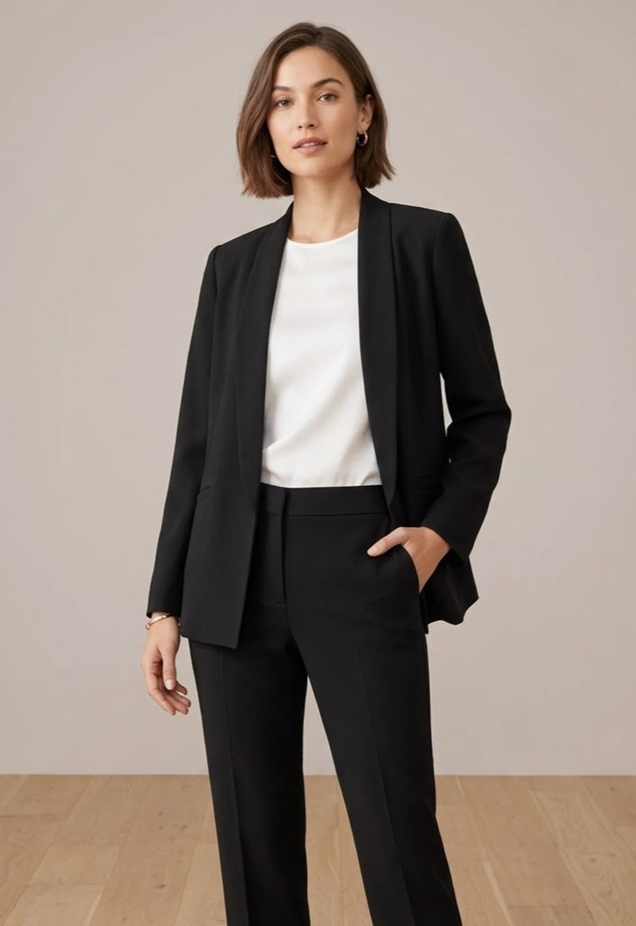 Eileen Fisher Tropical Suiting Blazer Black Small